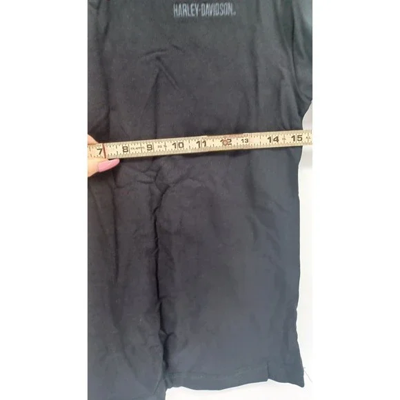Harley Davidson T-Shirt Women’s Small Black Long Sleeve V-Neck Biker Cool Light - Picture 7 of 7